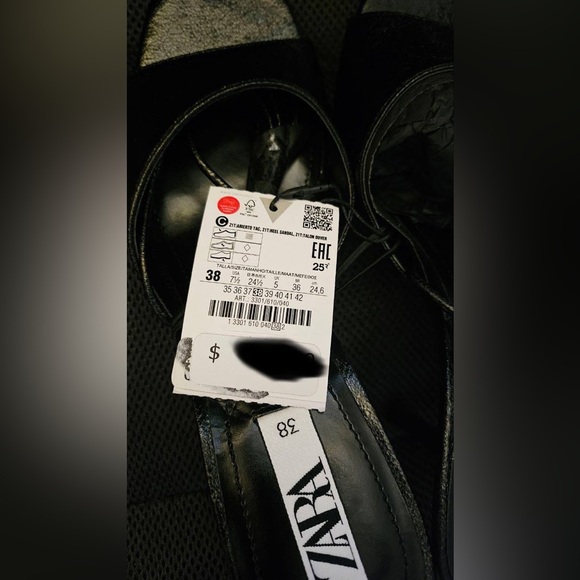 Zara Tie Sandals BLACK NWT - Picture 2 of 3